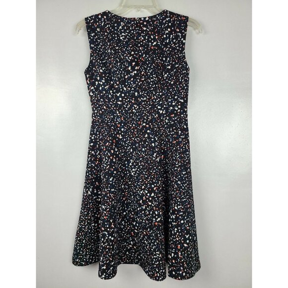 Wisp Womens Sleeveless Fit & Flare Dress Size 0 Black Multi Splatter V Neck - Picture 2 of 6